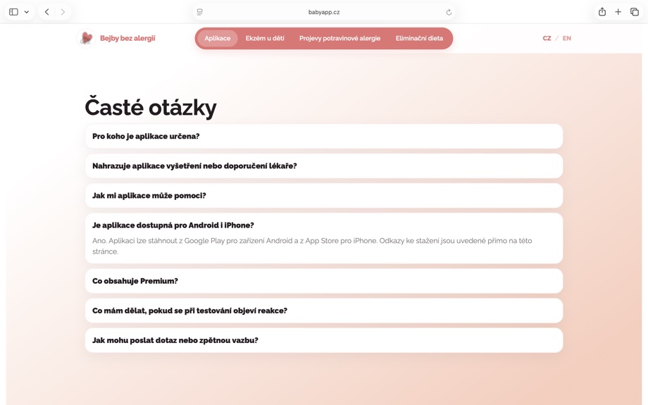 BabyApp.cz – ukázka webu 4