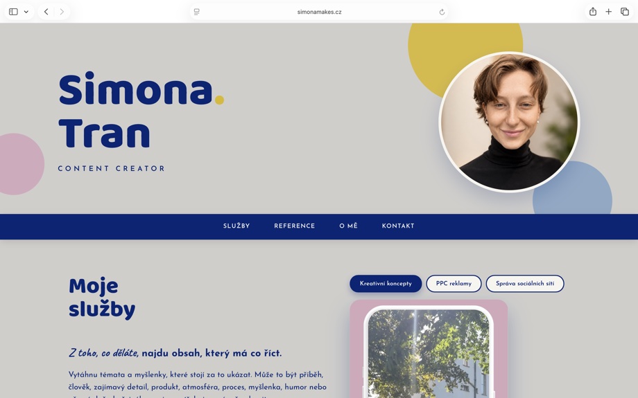 SimonaMakes.cz – ukázka webu 1