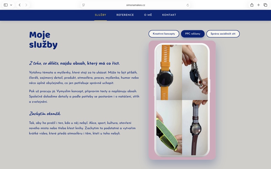 SimonaMakes.cz – ukázka webu 2